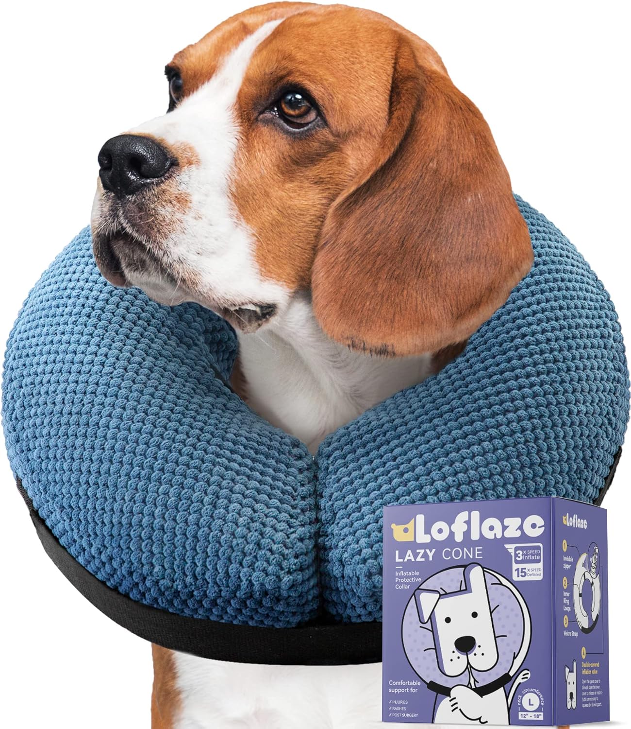 Loflaze Soft Inflatable Dog Cone Collar for Large Medium