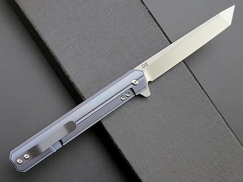 Miniatura 3 de Eafengrow EF219 Cuchillo plegable D2 Blade Cuchillo de mango de titanio, cuchillo de bolsillo de 8.2 pulgadas, herramienta para exteriores, cuchillo