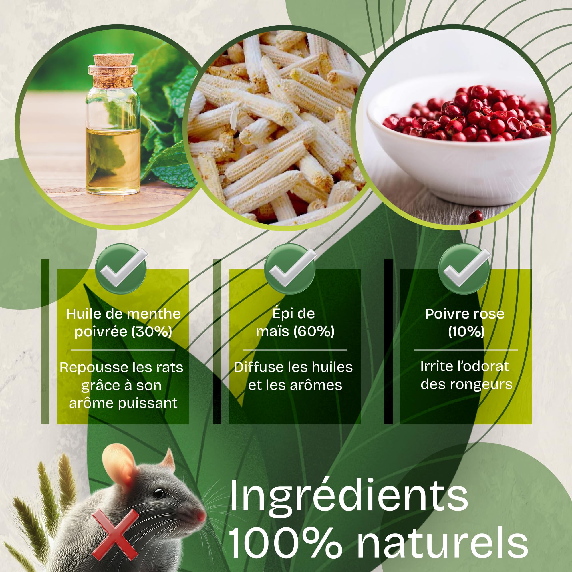 Anti Souris - Menthe Poivrée Repulsif - Répulsif Souris - Répulsif Rongeur pour Voiture - Produit Contre Les Rats - 100% Naturel et Non Toxique