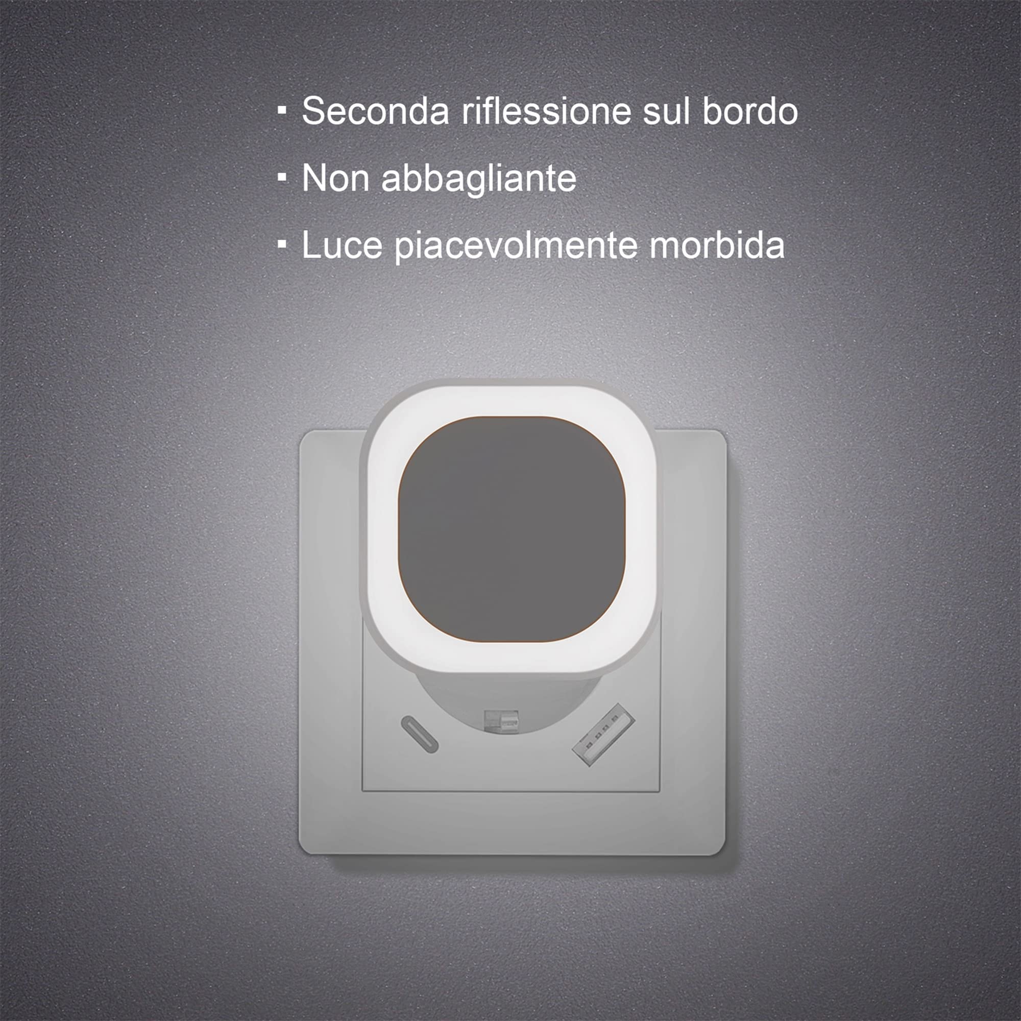 YUNLEX Presa di Luce Notturna con Sensore Crepuscolare, Luce Notturna Bambini 3 livelli di luminosità regolabile per Camera dei Bambini, Bagno, Corridoio, Cucina, Scale, Bianco