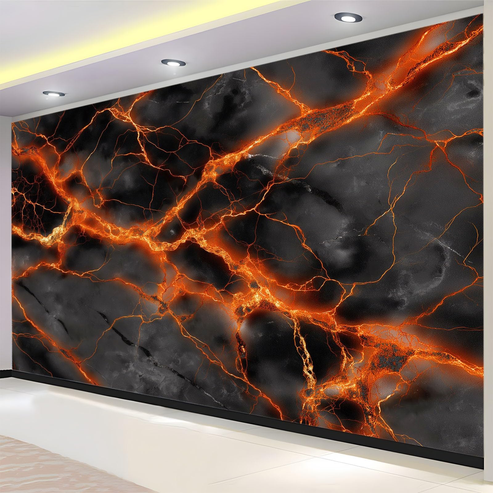 Générique Panoramiczna tapeta abstrakcyjny marmur tekstura magma czarny plakat ścienny z włókniny 200 x 140 cm dekoracja ścienna do salonu, sypialni, biura i tła telewizora