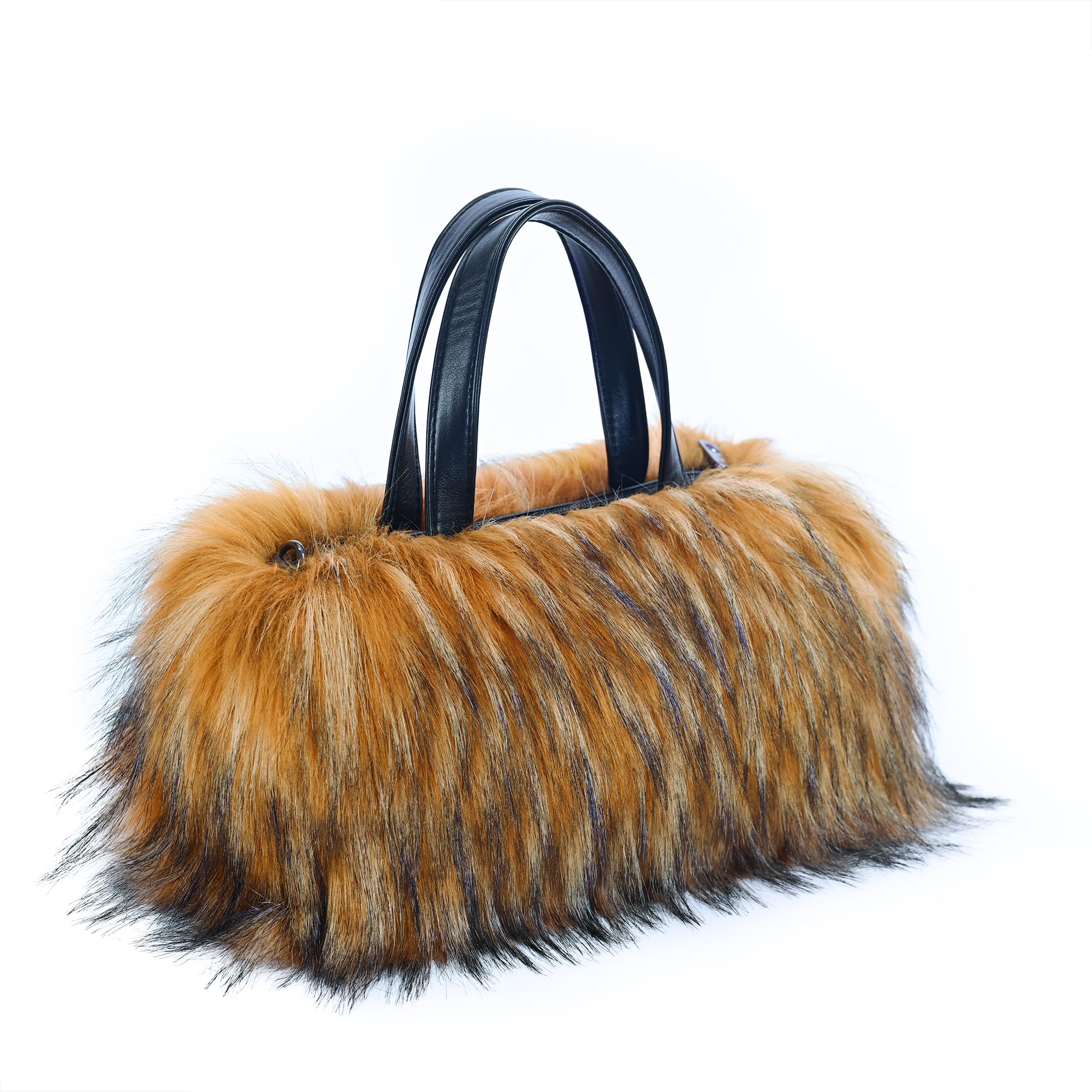 JANLOVE Fuzzy Faux Fluffy Fur Purse for Women, Brown Tote Bag Shoulder Handbags