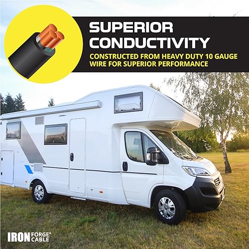 Miniatura 10 de IRON FORGE CABLE Adaptador RV de 15 Amp a 30 Amp - Enchufe macho 103 STW 5-15P a hembra TT-30R, amarillo