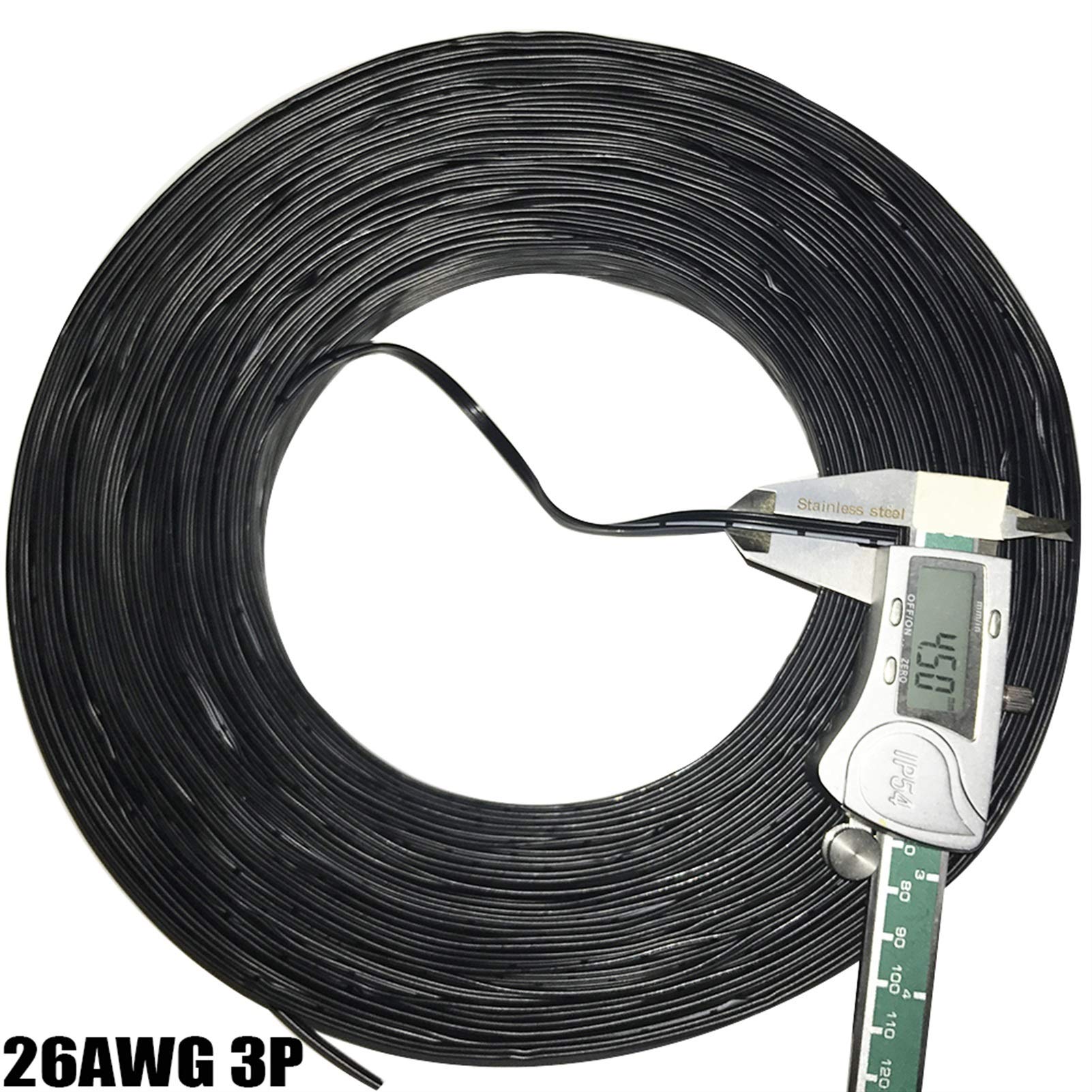 Cable de cobre Línea silicona Flexible 3P 3 núcleos, 20AWG 26AWG 28AWG 30AWG, paralelo estañado blanco y negro, línea prueba 5M/20M(20awg 3pin,20m)