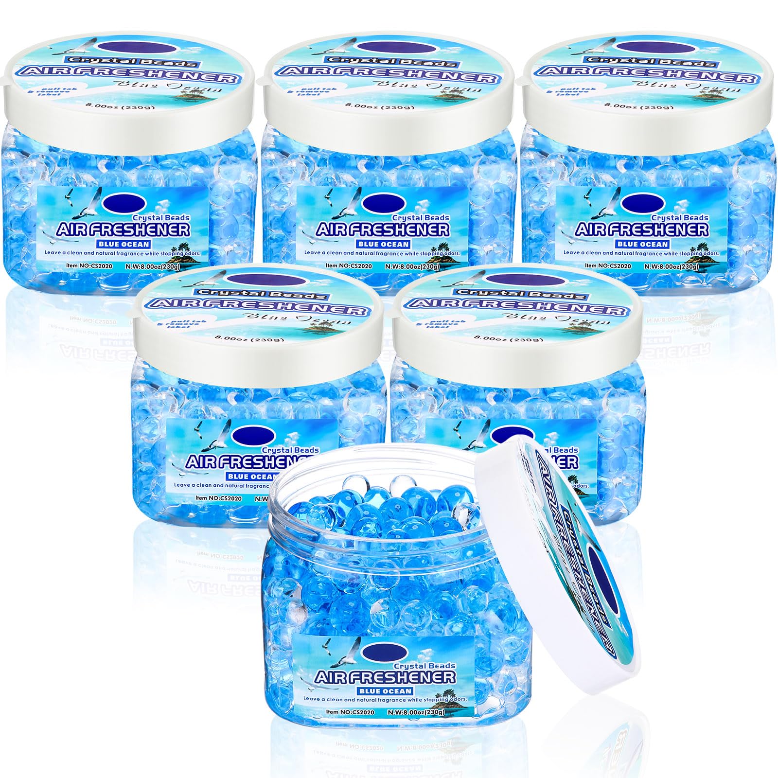 6 perlas de gel ambientador a granel, eliminadoras de olores, gel para eliminar olores para el hogar, baños, autos, barcos, caravanas, áreas de mascotas, habitación, inodoro, 8 onzas (océano