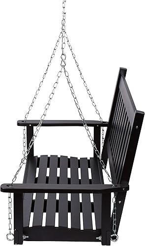 Miniatura 3 de Shine Company 4216BK Maine Wood Porch Swing  Banco colgante con cadenas - Negro