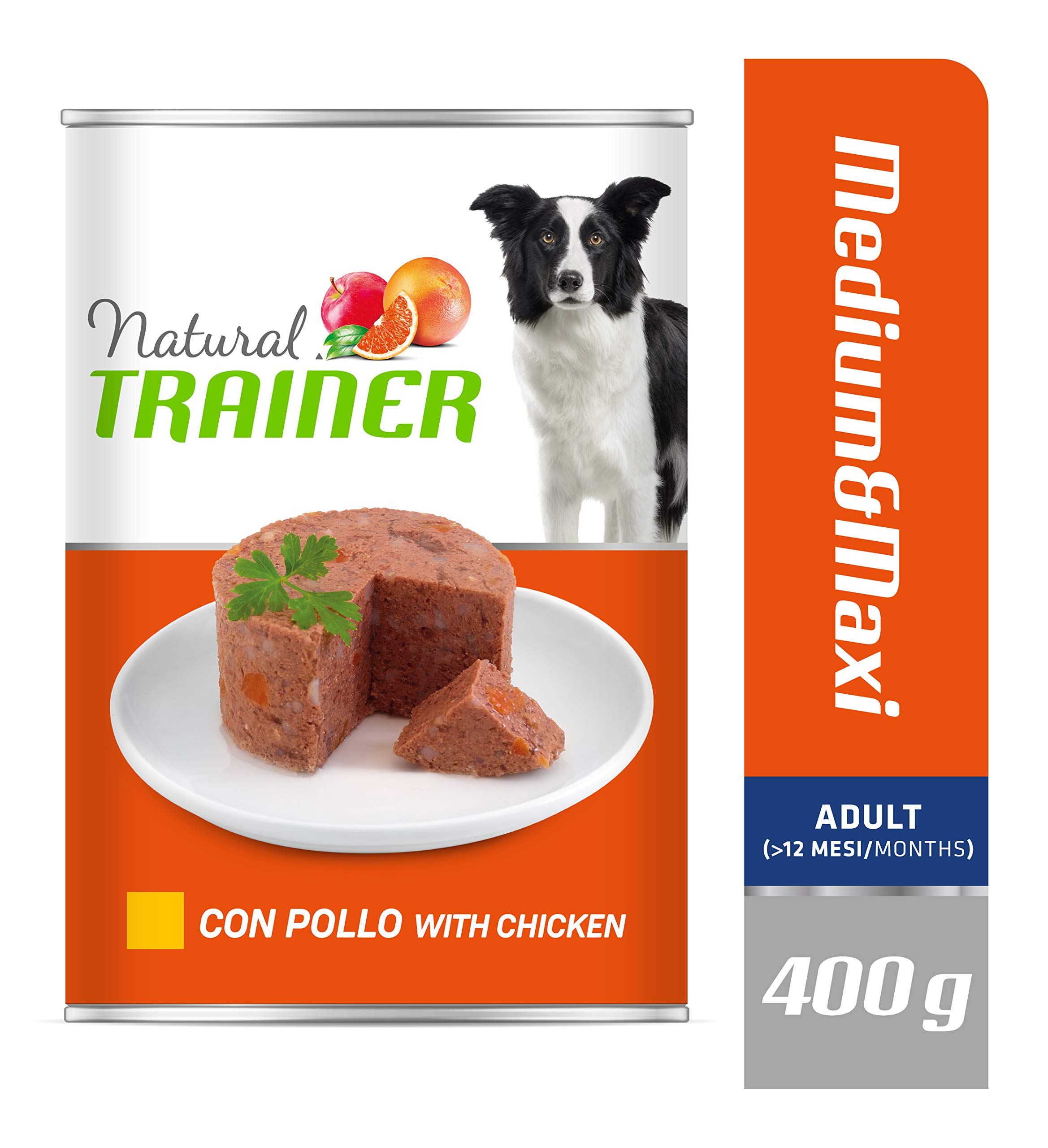 Natural Trainer Medium-Maxi - Cibo Umido per Cani con Pollo 12 x 400 g