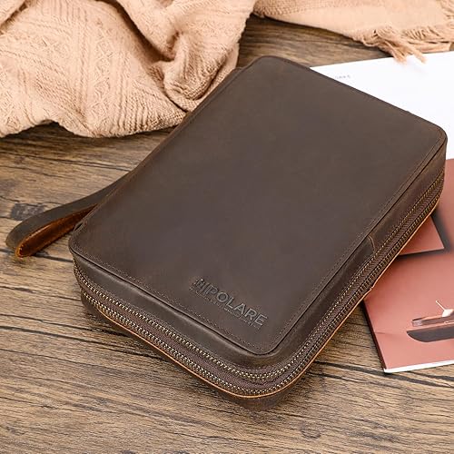 Miniatura 3 de Polare - Funda organizadora de cables de viaje de cuero de grano completo, bolsa de transporte de accesorios electrónicos de doble capa con