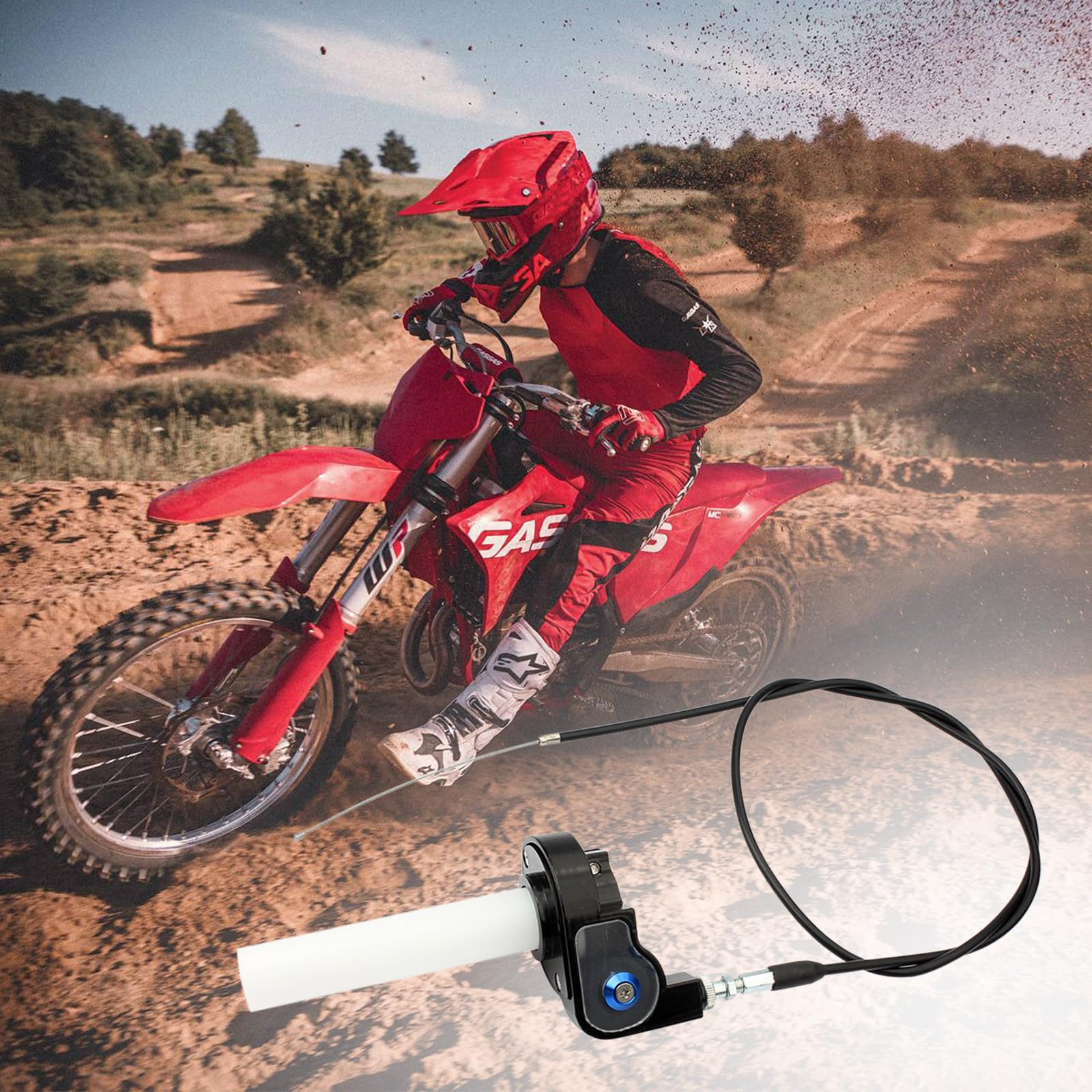 Empuñadura de Motocicleta con Cable del Acelerador,Cable de Manillar de 7/8 Pulgadas,Cable del Acelerador de Rotación Rápida para Motos de Cross Y ATV De Bolsillo de 50-200 CC