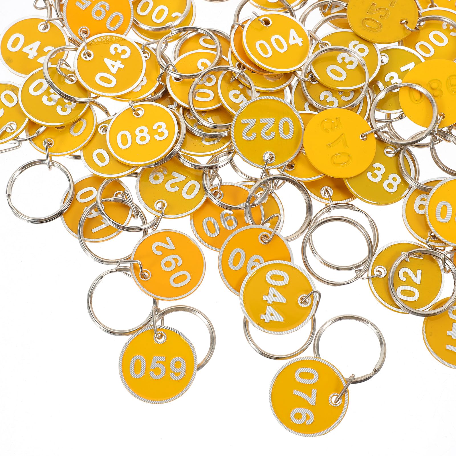 PACKOVE Targhette Numerate Anello Giallo in Lega di Alluminio 100 Pezzi per Organizzazione Chiavi e Armadietti Piscina Coperta
