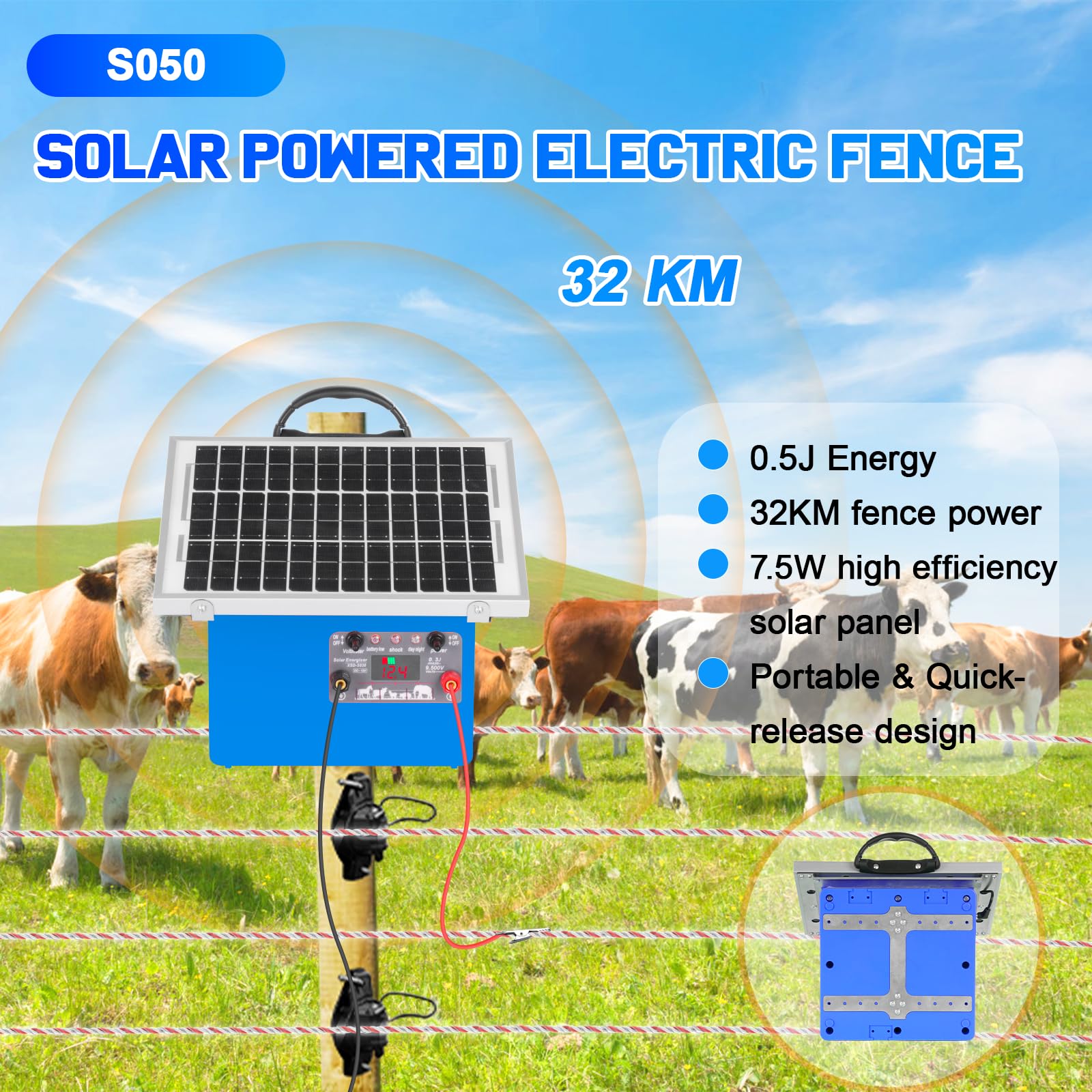 Kit De Clôture électrique, Clôture électrique Pour Bétail, 2 Modes D Pour Elevage De Volailles Electrificateur De Cloture Haute Puissance 87564030