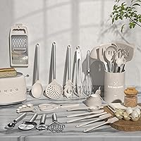 Vista 3 de Kitchen Utensils Set-Umite Chef 34 Pcs Silicone Cooking Utensils Set for Nonstick Cookware-Silicone Spatulas Set, Stainless Steel Handle-Khaki