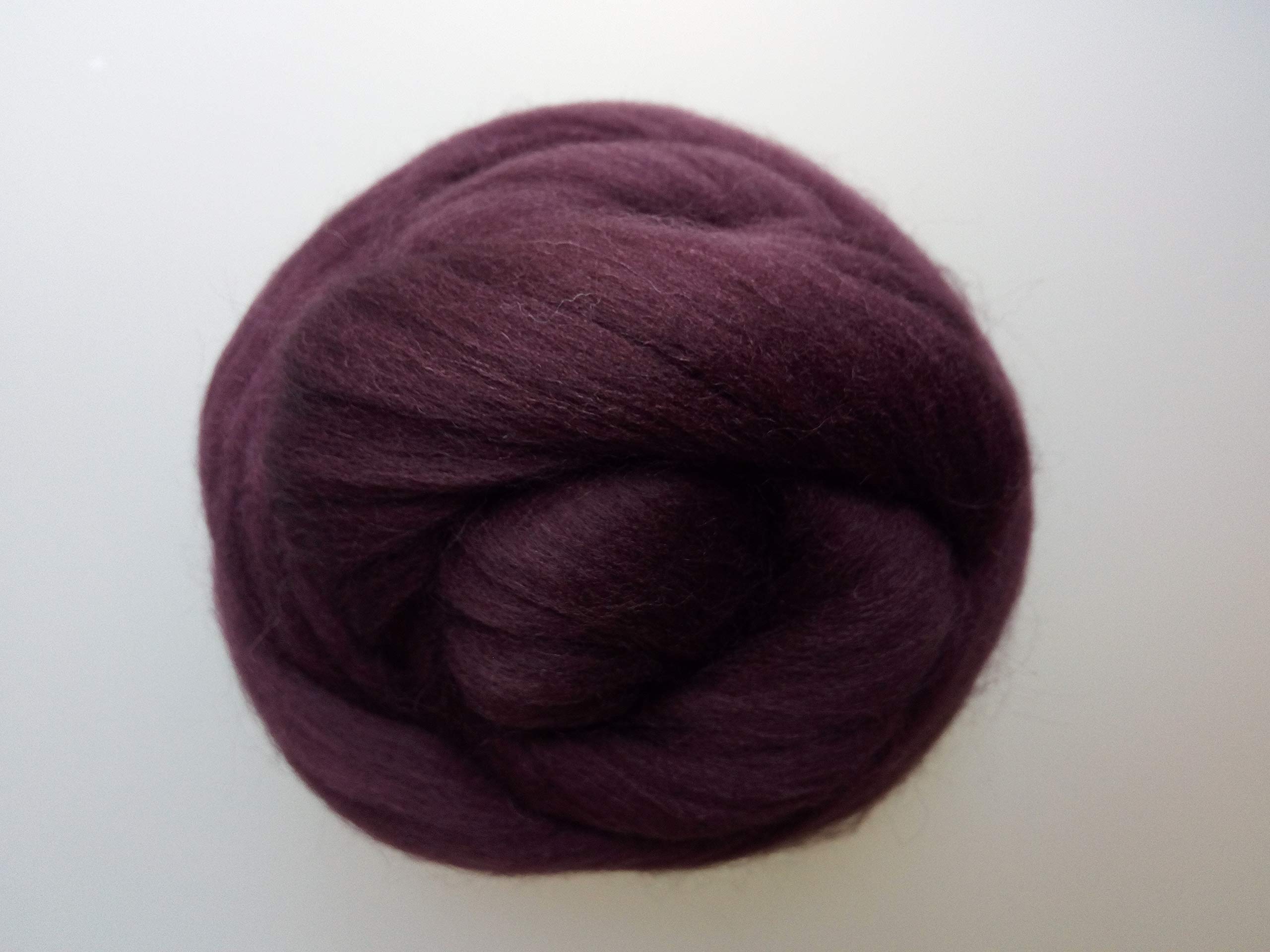 Brown Family* Pure Merino Roving Wool Top for Needle and Wet Felting, Spinning 30–200g (Aubergine Brown, 150 g)