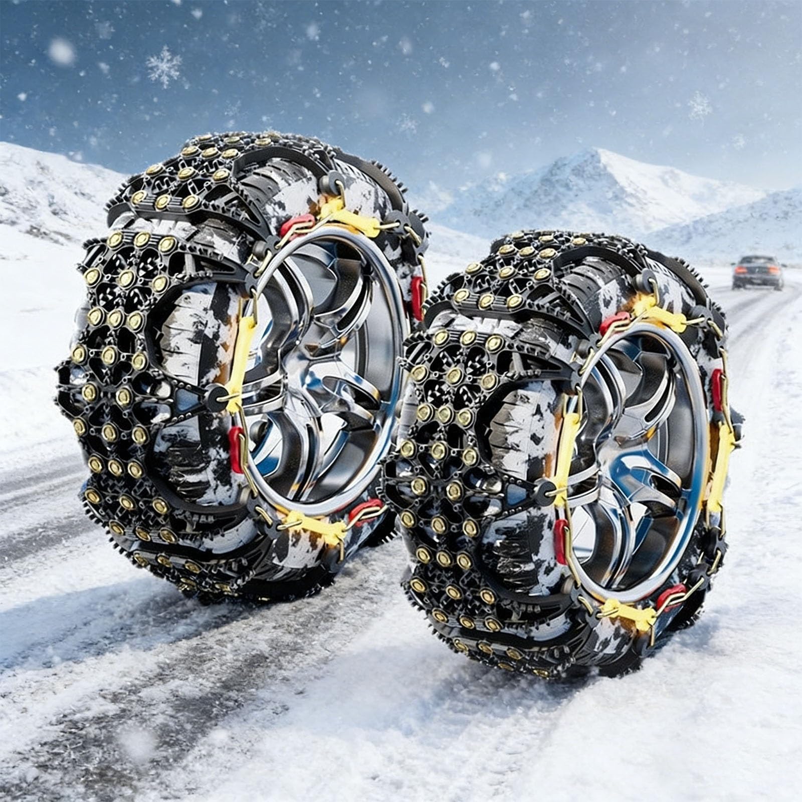 Cadenas Nieve Coche,Cadena Nieve,Paquete De 2,Que Proporciona ProteccióN Antideslizante De Emergencia En Invierno,Adecuado For Carreteras Heladas Y Nevadas,For Camionetas(SK17)