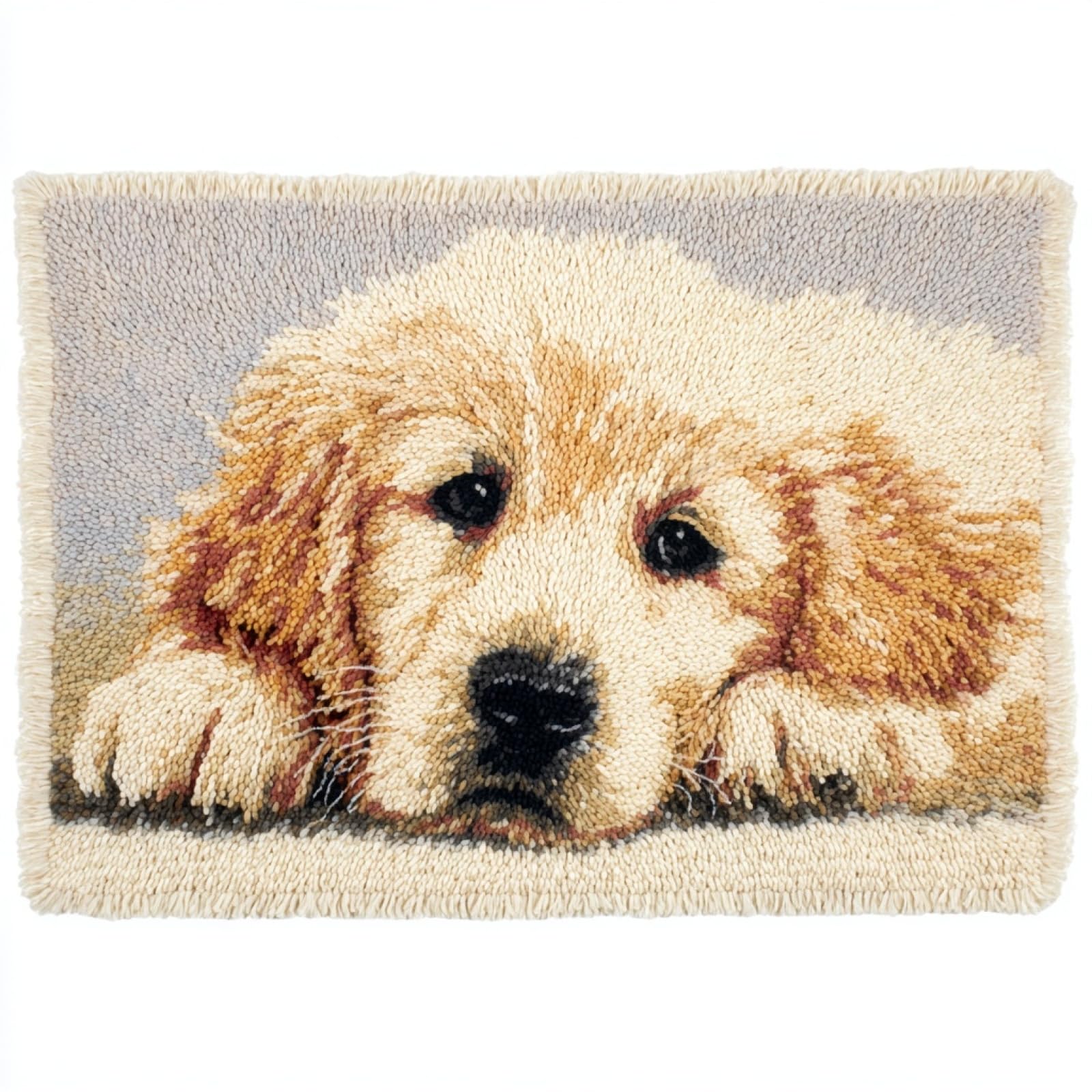 Wallphantom DIY Kit Alfombra Gancho De Pestillo,Golden Retriever,Kit De Ganchillo Para Principiantes,Fabricación De Alfombras,Needlework Crafts Rug for Home Decor,90x120cm