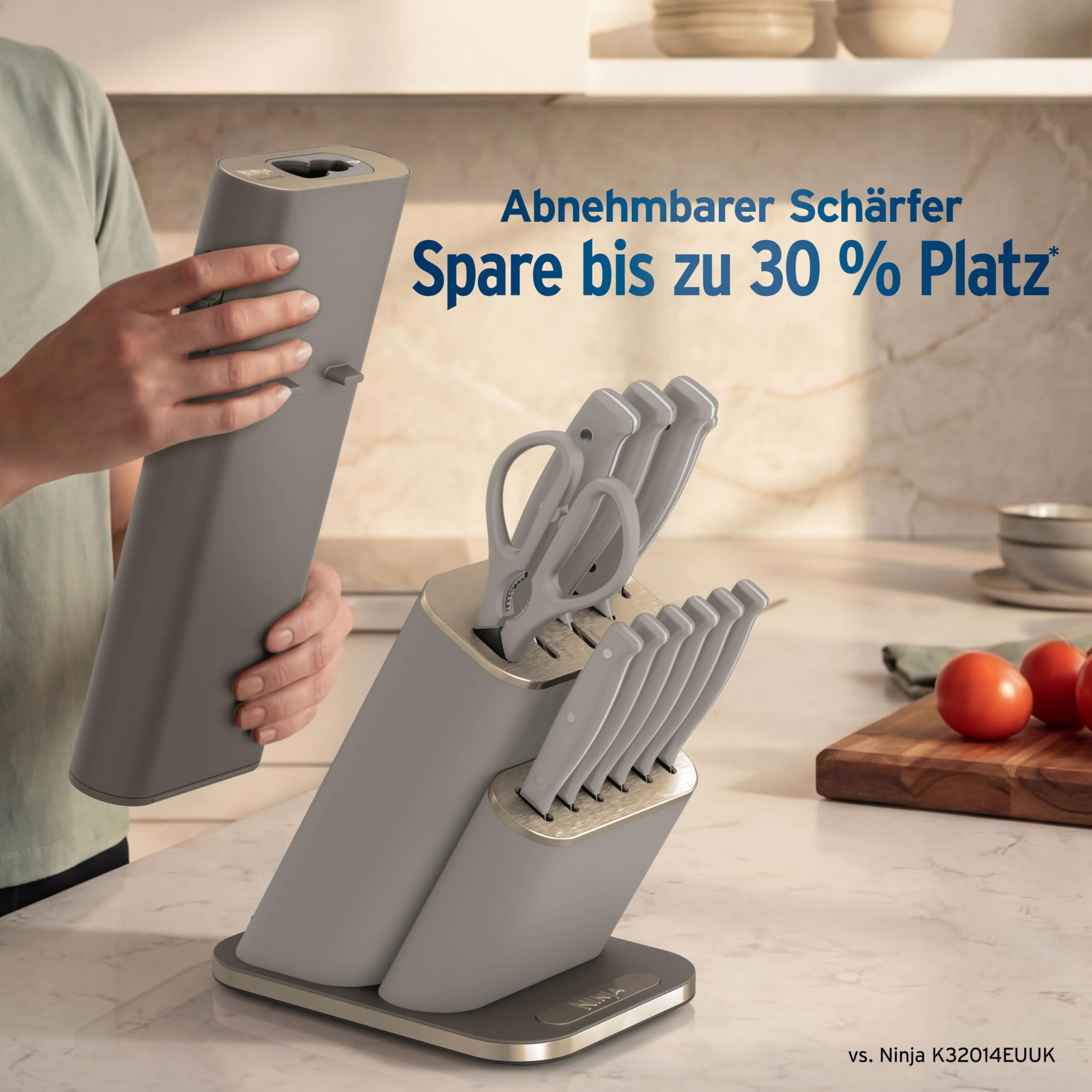 Ninja StaySharp 13-teiliges Messerblock-Set mit abnehmbarem Messerschärfer – Steingold NK32013EUUKSD1