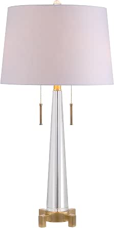 JONATHAN Y Zoe 2-Light Crystal Metal Table Lamp, 29.5 in., Clear and Brass Gold