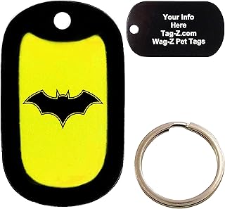Custom Engraved Pet Tag Bat - Yellow - Dog Tag - Tag-Z Wag-Z