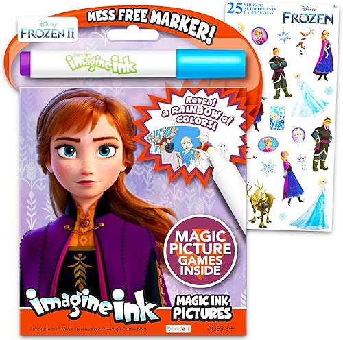 Disney Paquete de Frozen con libro de tinta Frozen Imagine y paquete de calcomanías congeladas