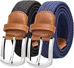2 Pack Mens Elastic Belt, Braided Golf Belt For Men, Woven Stretch Belt Boys Belt For Father's Day
