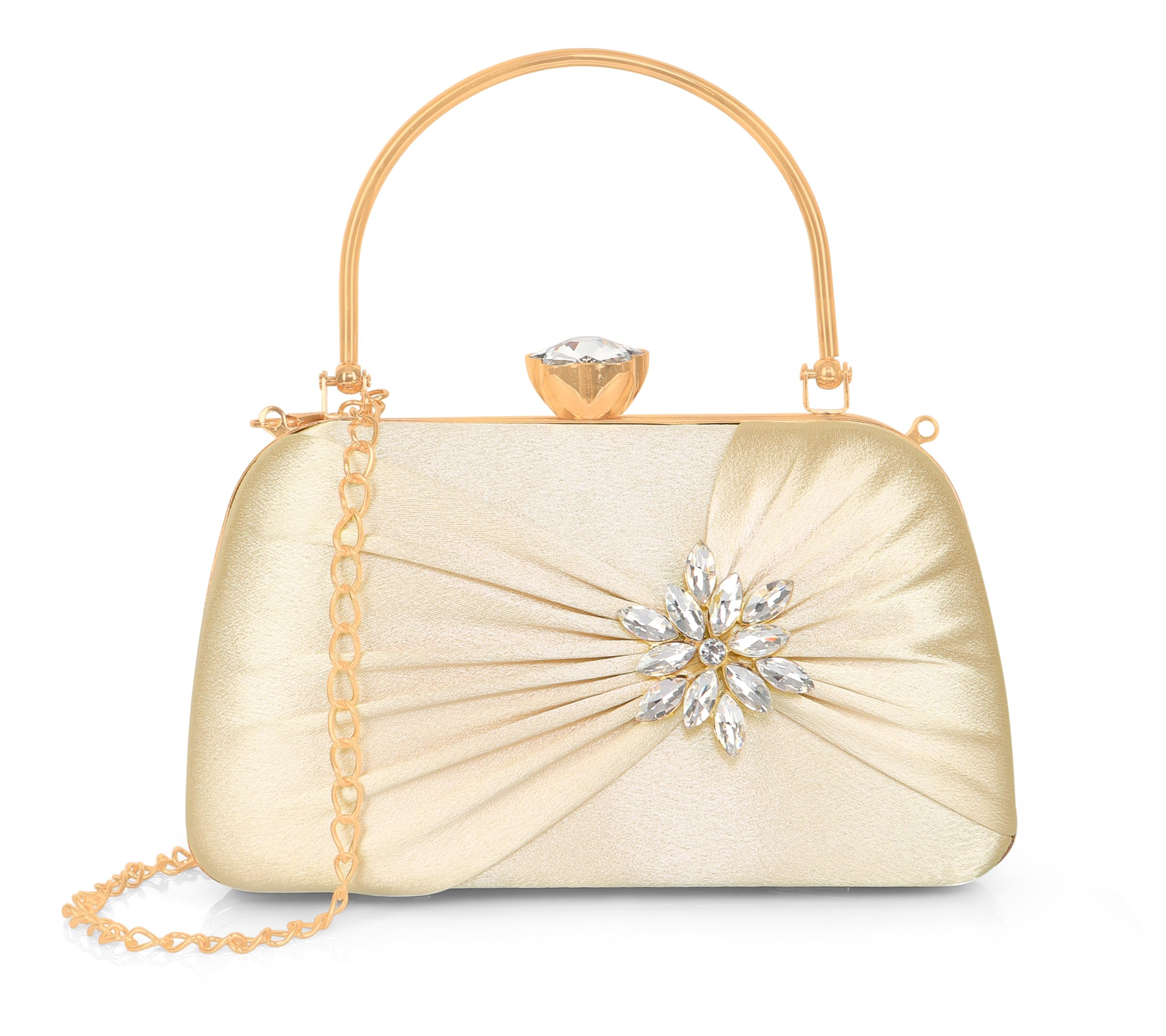 misha Radiance Flower Diamond Satin Clutch (GOLD)-picture-54