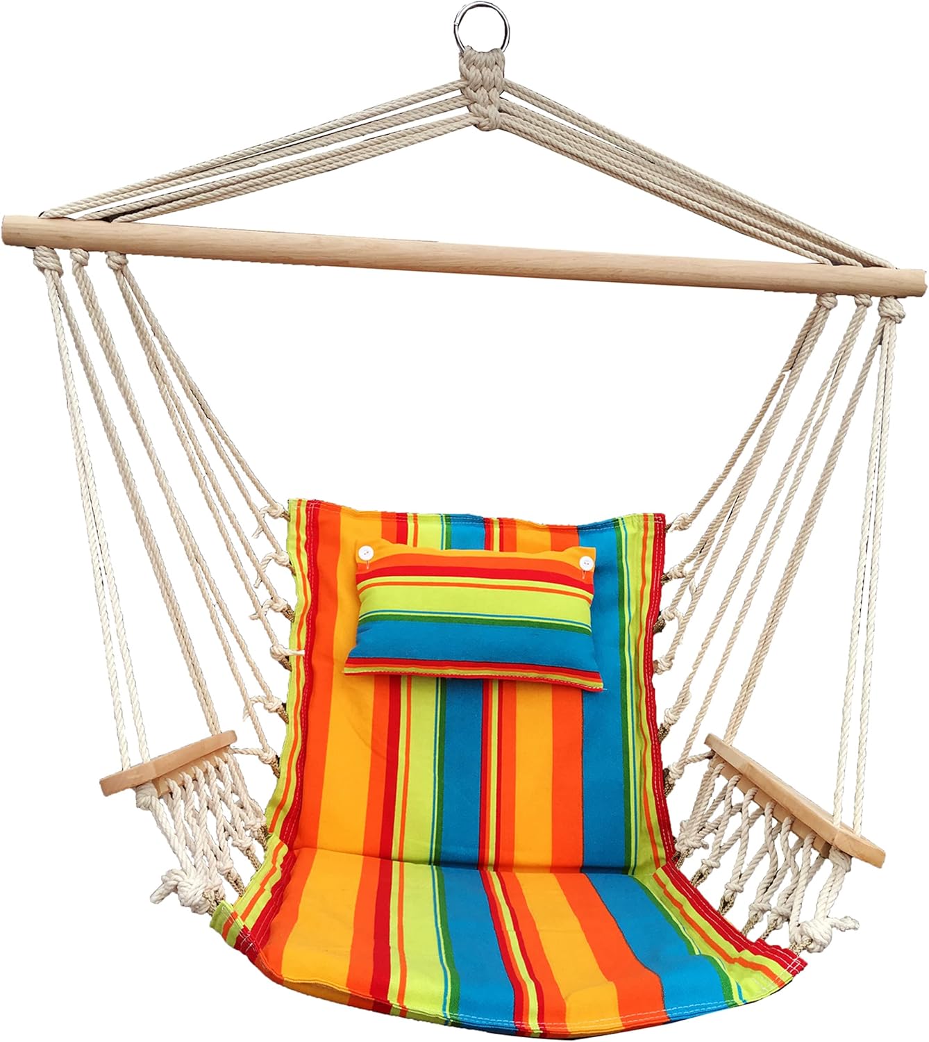 Hammock Chair Hanging Rope Swing, 12 Patterns, Quality Comfortable and Breathable Fabric - Indoor/Outdoor - Fruit Stripes