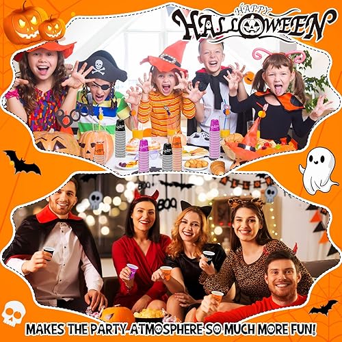 Miniatura 4 de Lounsweer 100 vasos de plástico para Halloween, vasos desechables de 2 onzas, mini vasos de fiesta de 2 onzas para despedida de soltera, cumpleaños,