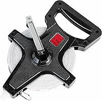 Champion Sports 100 ft Open Reel Measuring Tape - Durable Fiberglass Hand Crank, Metal Spike, Dual Feet/Meters for Track Field Long Jump