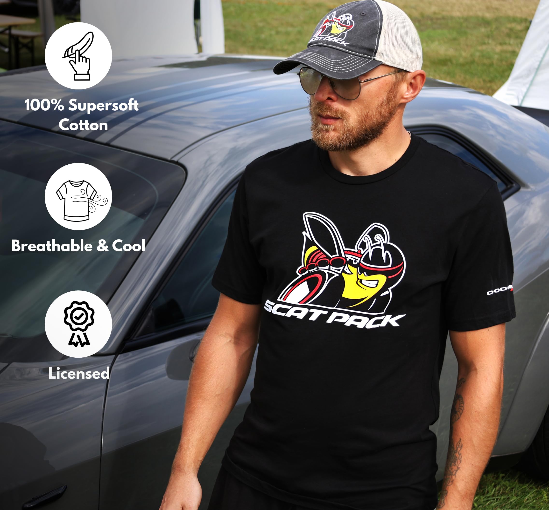 Dodge Scat Pack T-Shirt, schwarz lizenziert und authentisch