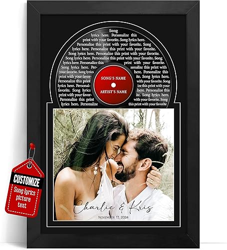 Vista 28 de VICILO Póster de letras de canciones personalizadas, enmarcado, lienzo personalizado, arte de pared, regalos para el día de San Valentín para él