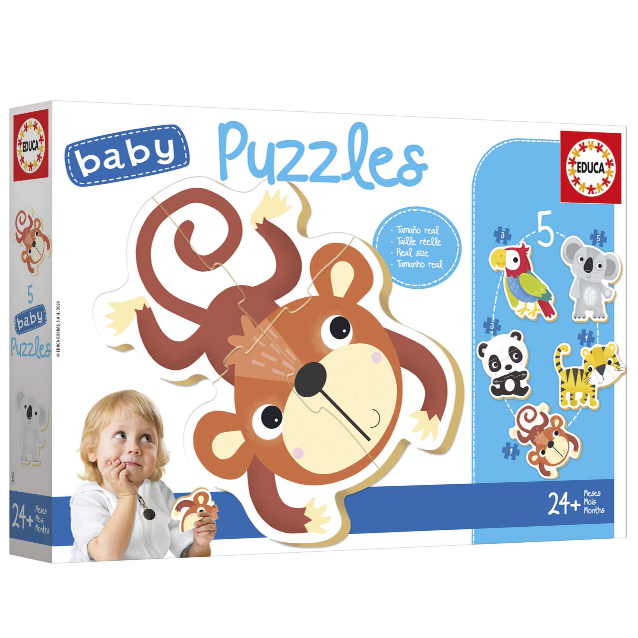 Educa Baby Puzzle Wildtiere – 5 Puzzles Von 3-5 Teilen | Lernspiel Ab 24 Monaten