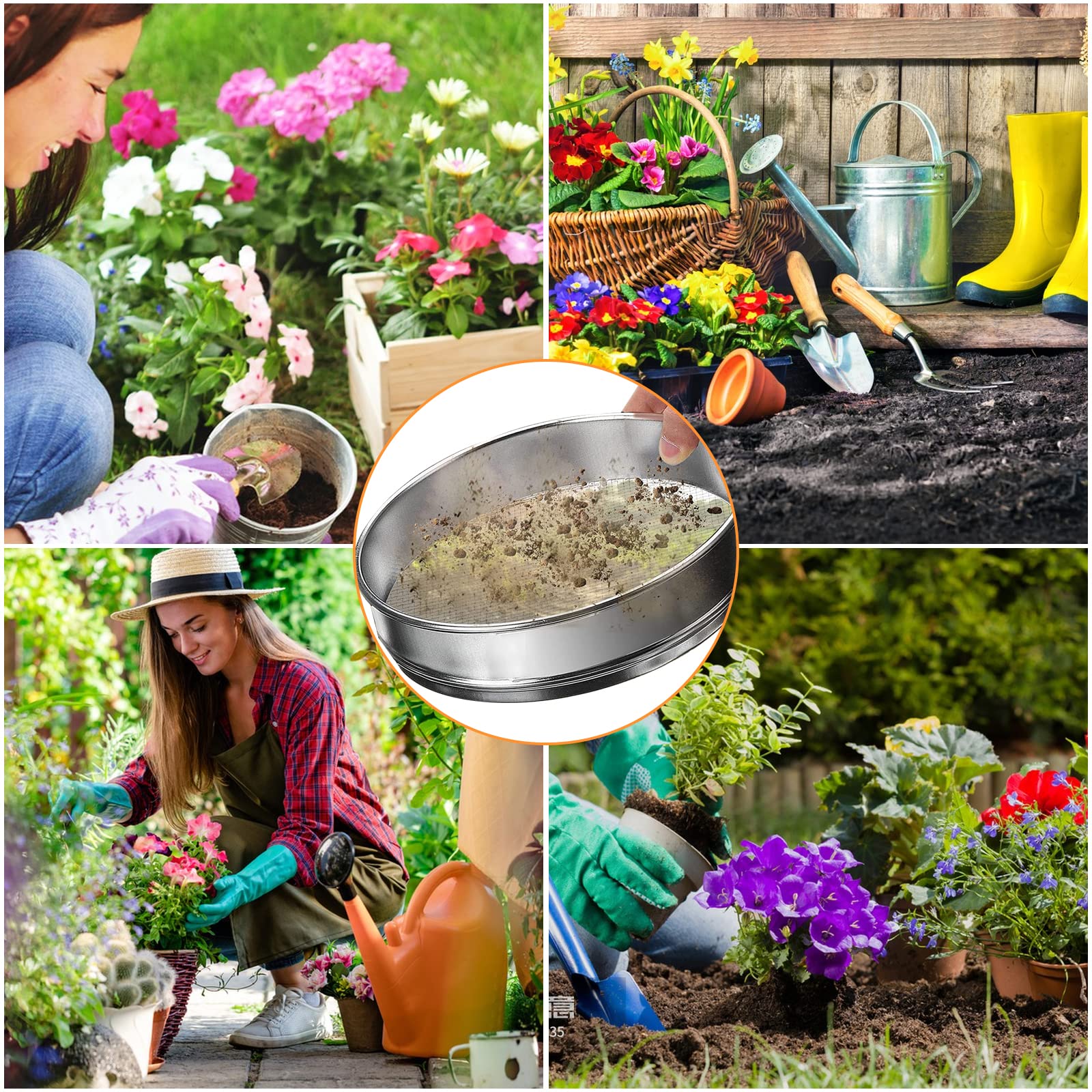 30cm Setaccio per Terreno Setaccio Terra Grande Setaccio da Giardino in Metallo per Pietre, Terreno, Ghiaia, Compost, Sabbia