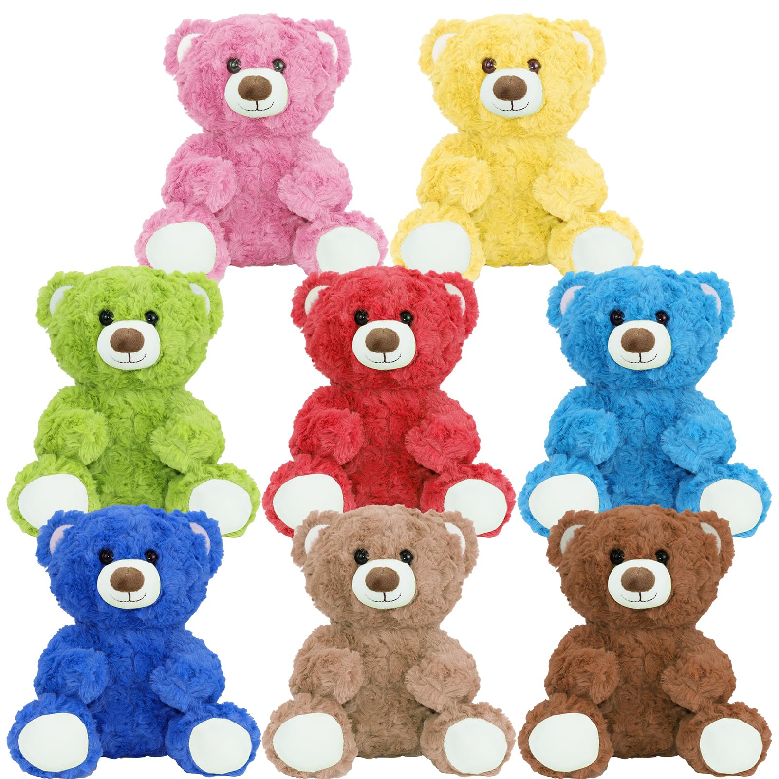 HFZCV 8 Pieces Bear Stuffed Animal Bulk Stuffed Animals Plush Toys Bear Party Favors for Birthday Party Gifts Supplies Baby Shower -Multicolor, 22 cm