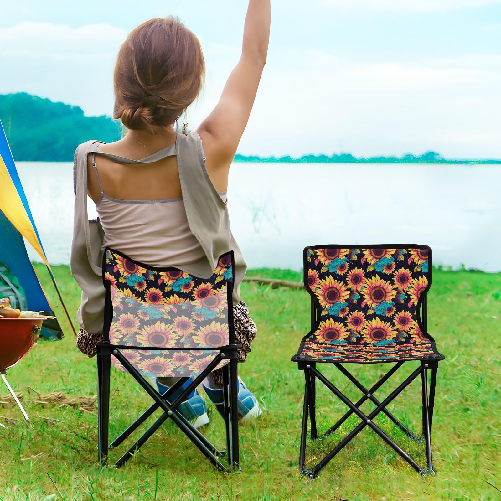 Amazon.com : Outdoor Folding Sunflower Flower Camping Chairs for