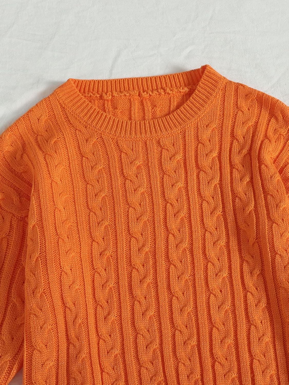 BEDAW Women's Sweater Drop Shoulder Cable Knit Sweater Sweater for Women (Color : Orange, Size : Small)