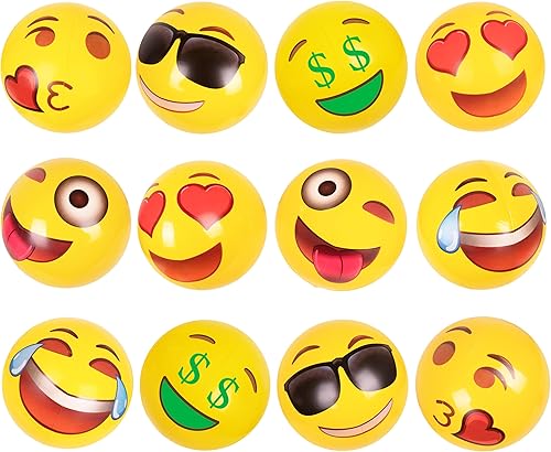 Miniatura 6 de Emoji Universo 12 pulgadas Emoji inflable pelotas de playa paquete de 12