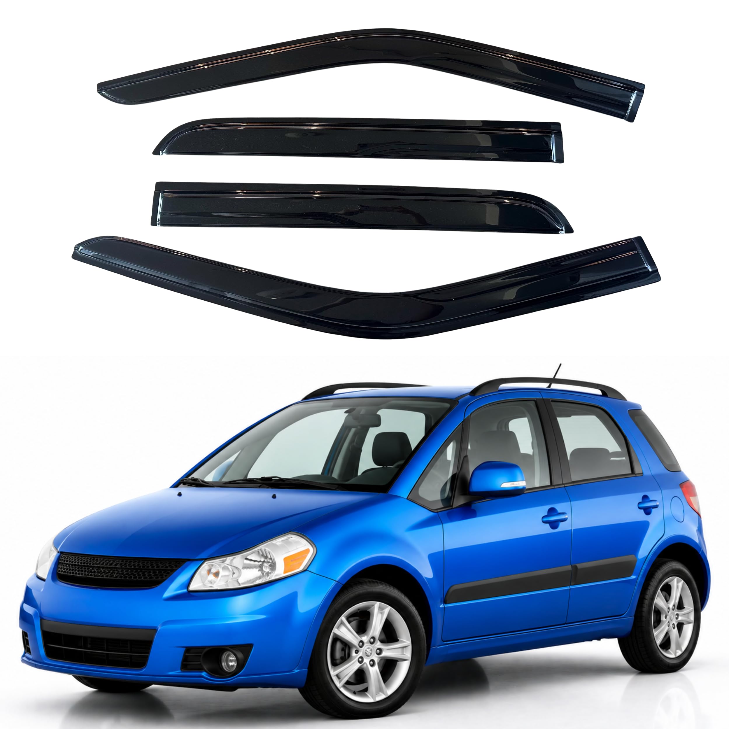 IG Window Visors Fit for 2008-2010 Suzuki SX4 Hatchback, Out-Channel Rain Guards Vent Wind Deflectors 4PC, Car Accessories for 08-10 Suzuki SX4 Hatchback (Excludes Sedan)