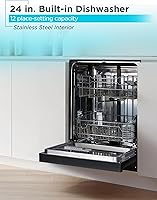 Vista 2 de BLACK+DECKER Lavavajillas integrado de 24 pulgadas, capacidad de ajuste de 12 lugares con bañera de acero inoxidable, lavadora con 6 programas