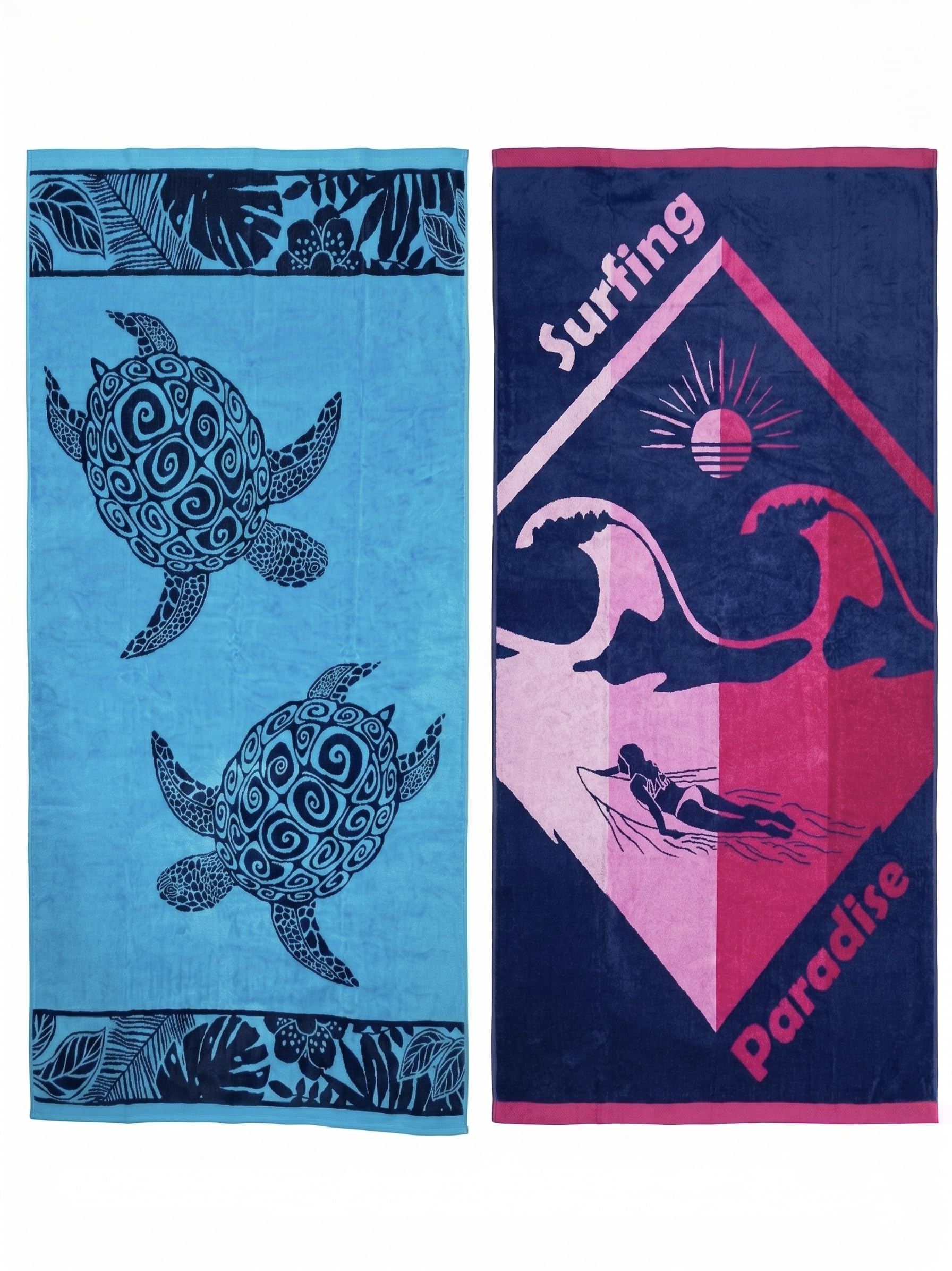 Large Egyptian Beach Towels For Adults - 100% Cotton - Pack of 2