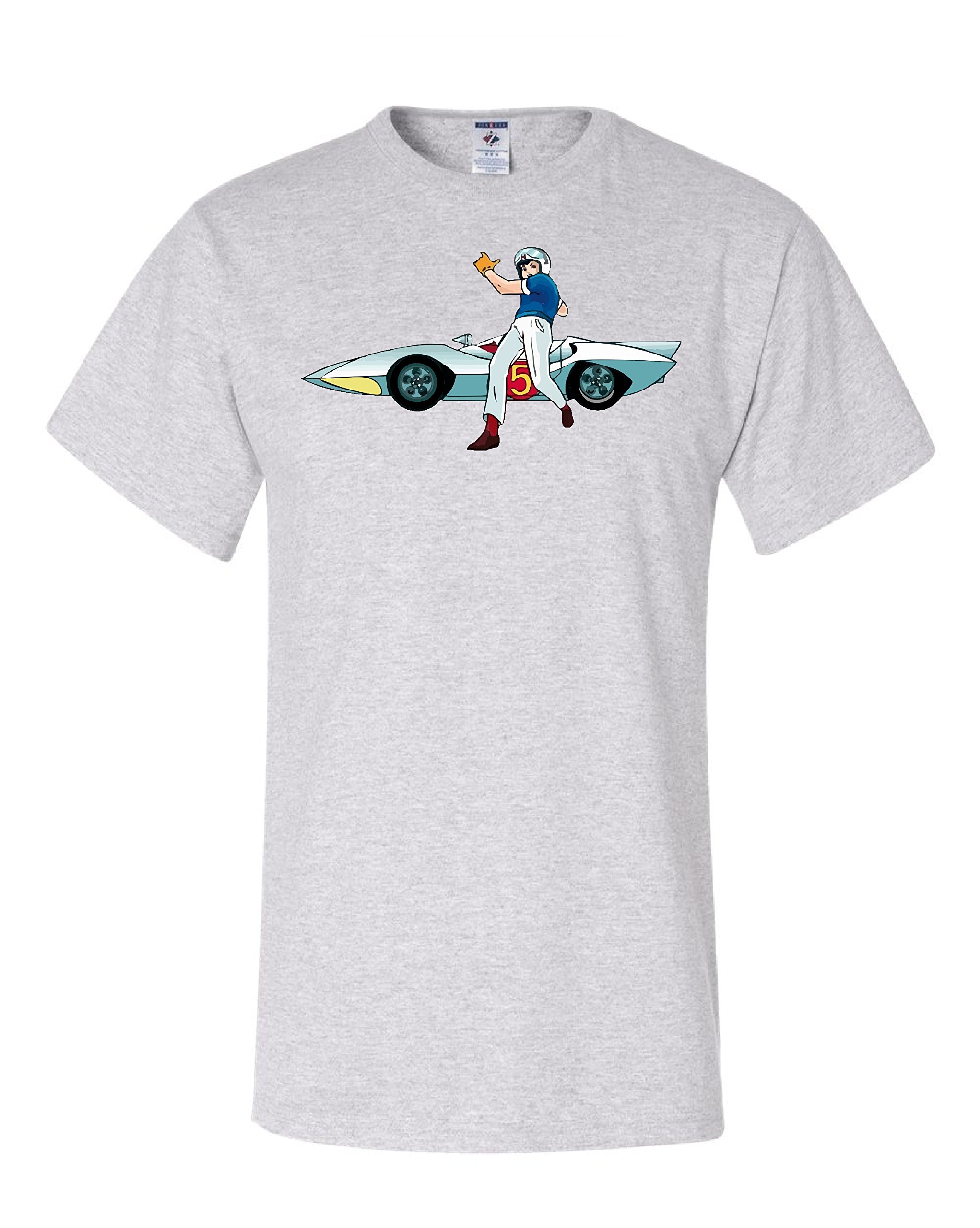 Speed Racer and the Mach 5 100% Cotton T-Shirt Preshrunk Graphic Tee (Medium, Ash)