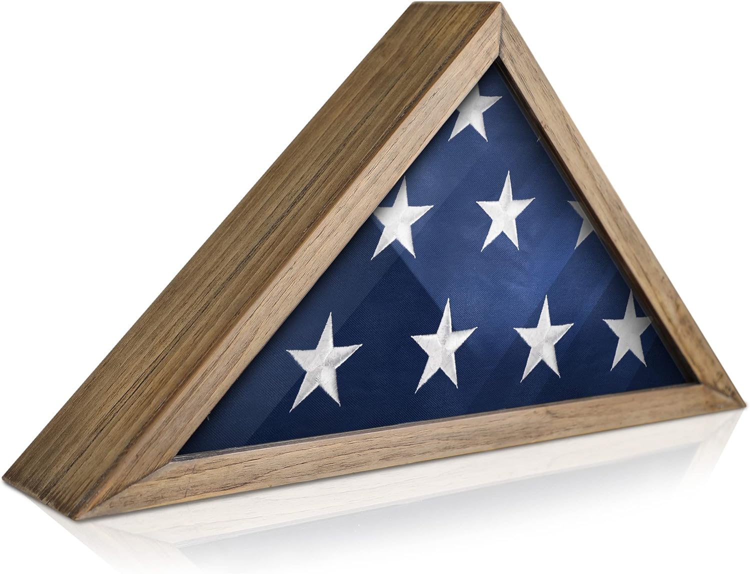 HBCY Creations Flag Display Case for 5' x 9.5' American Veteran Burial Flag Solid Weathered Light Wood Frame with Glass Front with Wall Mount or Standing Display, Flag Box Display Case for Burial Flag Weathered Wood 9.5'x5' flag case