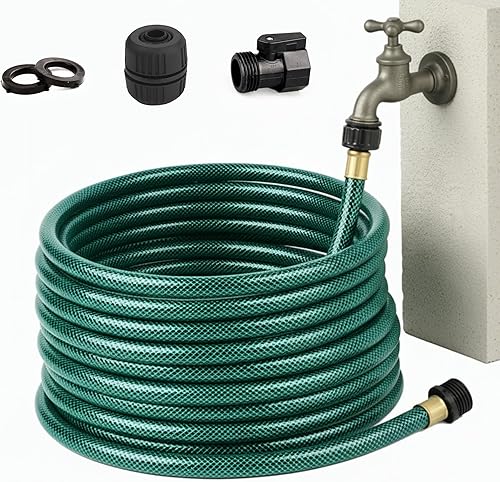 Manguera de jardín de PVC flexible de 75 pies manguera de agua ligera de 12 pulgada con válvula de cierre y accesorios GHT de 34 pulgadas para