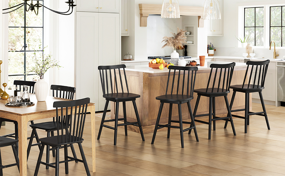 Amazon.com: LUE BONA 360° Swivel Bar Stools Set of 3, Black
