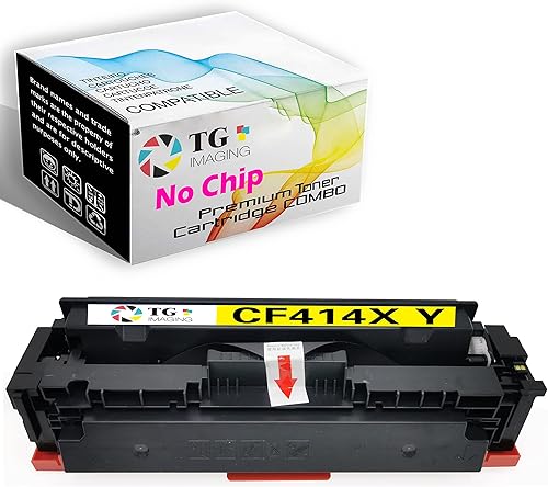 TG Imaging Cartucho de tóner HP 414X (amarillo solamente) W2020X HP414X 4141XY HP Color Laser-Jet MFP Pro M454dw M479fdw M479fdn M454dn M479 M454dn