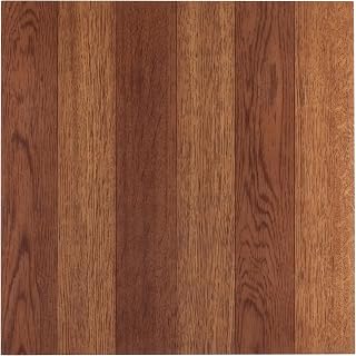 Achim Tivoli Peel & Stick Vinyl Floor Tiles Medium Oak Plank 12x12 Inch 45 Sq Ft DIY Kitchen Bathroom Flooring
