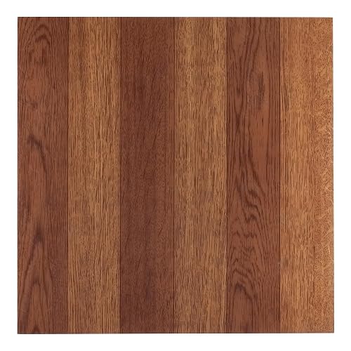 Tivoli Peel & Stick Vinyl Floor Tiles, 45-Pack, 12 x 12 in, Oak | Self-Adhesive Backing and Multi-Plank Coverage Pack: Vinyl Planks Combine Durable Surface Detail, Wood-Look Texture, and