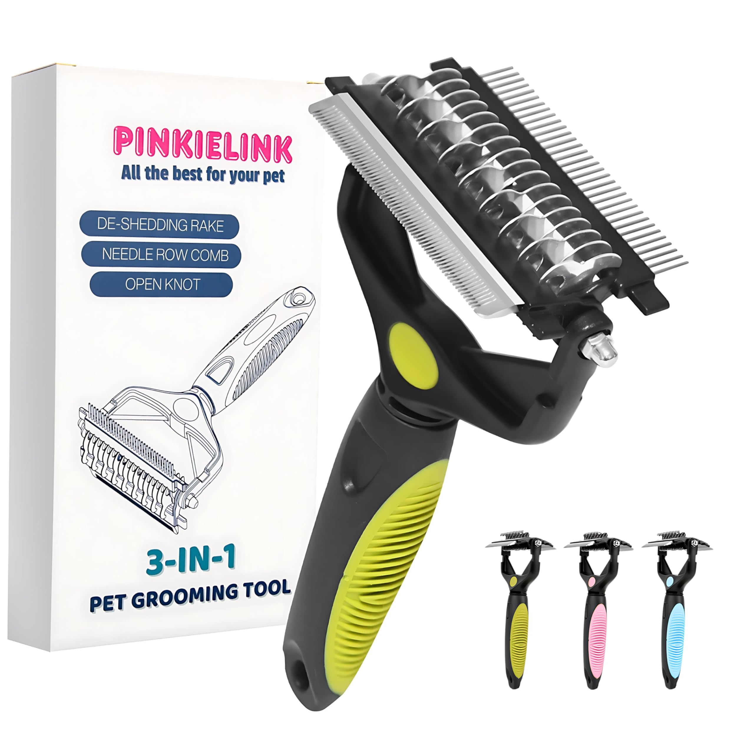 PINKIELINK 3-in-1 Pet Grooming Tool