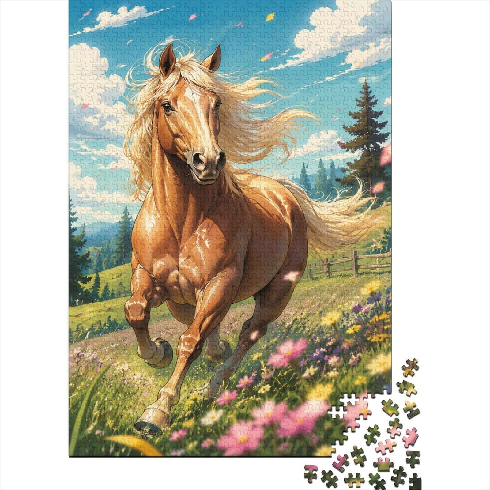 Horse Meadow Sky Jigsaw Puzzle, 1000 Pcs For Adults