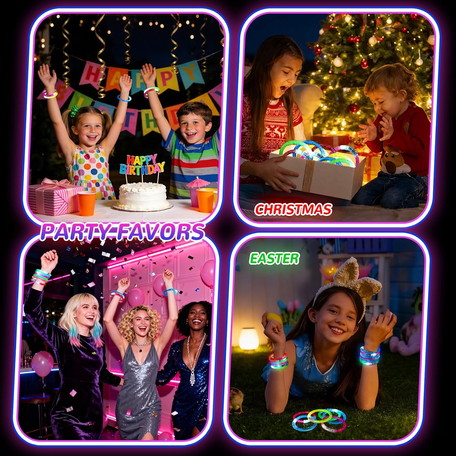 100 Pcs Glow Sticks LED Bracelets, Glow in the Dark Party Supplies for Kids/Adults, Flashing Light up Toys Goodie Bags Basket Stuffers, Neon Accessories New Year Eve Party Favors - Image 6