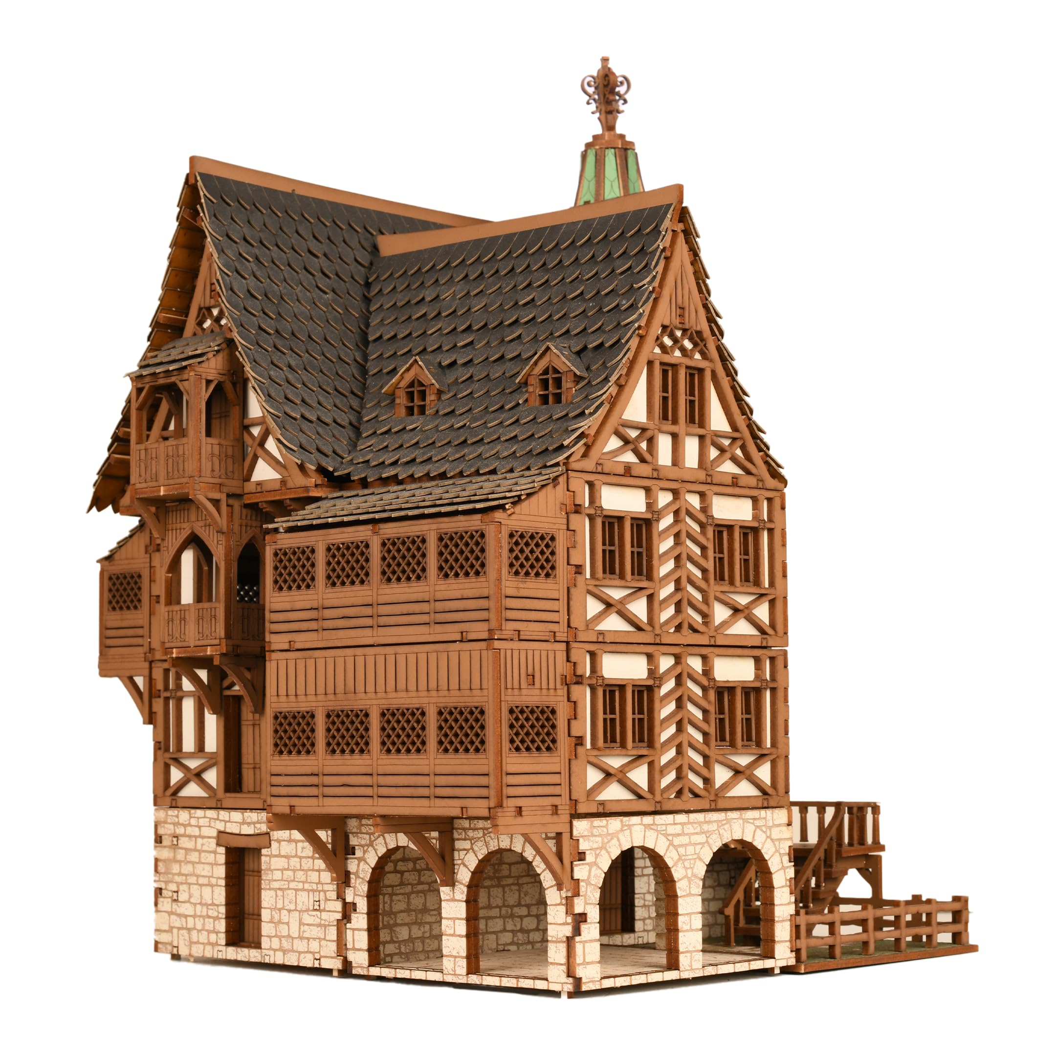 Die Taverne - Mittelalterliches Gasthaus - DIY Holzbaukasten - 715 Teile - Hebbare Böden, Funktionstüren - 12 Stunden Bauzeit, Ab 14 Jahren, Perfekt für Tabletop-Spiele